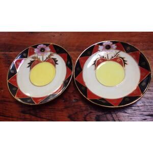 Vtg 1920s Moriyama Mori-Machi Moriage Gold Hand Painted Japan Small Suacers